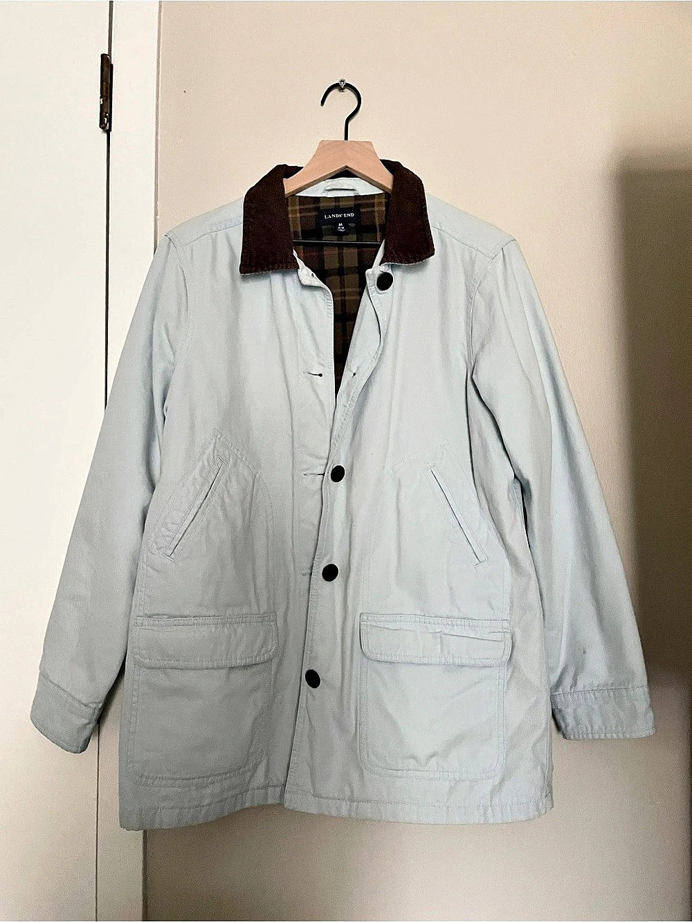 Lands End Barn Jacket in Light Blue Size Medium